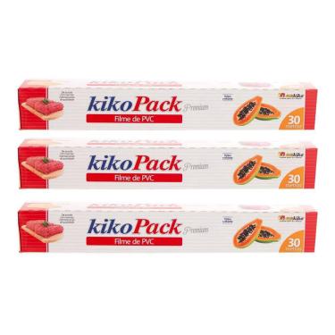 Imagem de Papel Filme Pvc Bobina Kiko Conservante Alimentar Kit 3Un