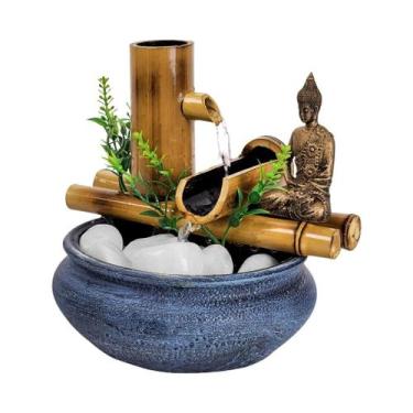 Imagem de Fonte Buda Hindu De Mesa Agua Cascata Feng Shui Bambu 18Cm - NoBrand, 
