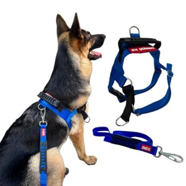 Imagem de Coleira Peitoral Anti-puxão com Guia para Cães Fortes - Tamanho G (azul royal)