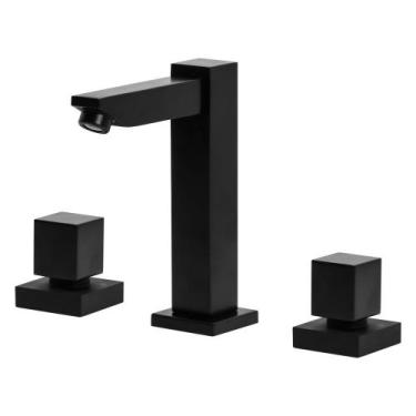 Imagem de Torneira Misturador Banheiro Lavatório Quadrado Preto Luxo - Furkin