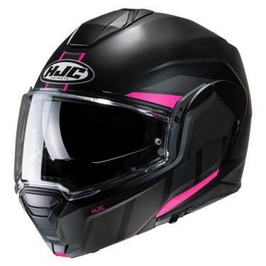 Imagem de Capacete Escamoteável HJC I100 Beis, Preto/Rosa, 56