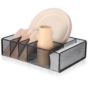 Imagem de Organizador de pratos de papel para bancada, utensílio de metal, suporte de talheres para armários de cozinha, suporte de talheres, dispensador de talheres, caixa de armazenamento para colher de