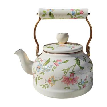 Imagem de SiaBiced Chaleira de chá de esmalte com alça de porcelana 25l Cappa de chaleira de chaleira de fogão de fogão de fogão para acampamento em casa em casa