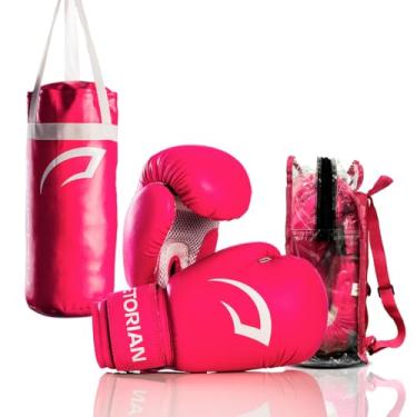 Imagem de Kit Luva de Boxe + Saco de Pancadas Infantil Pretorian (Rosa/Branco)