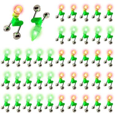 Imagem de Vara de pesca noturna de LED, 40 peças, alarme de sinos, indicador de pesca, isca de peixe, alarme, acessórios de pesca portáteis, isca, alarme, sino, varão de pressão para pesca (20 luzes vermelhas, 20 luzes verdes)