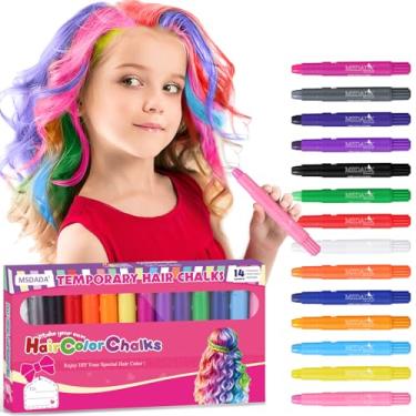 Imagem de Giz de cabelo para meninas, crianças, 14 cores, tinta temporária, kit de maquiagem lavável, faça você mesmo, cosplay, dia das crianças, para meninas de 3, 4, 5, 6, 7, 8, 9, 10
