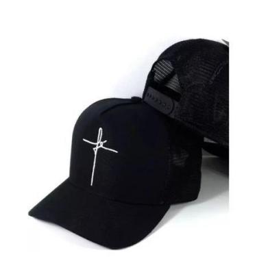 Imagem de Boné Fé Aba Curva Trucker Snapback Várias Cores - CAP, Preto