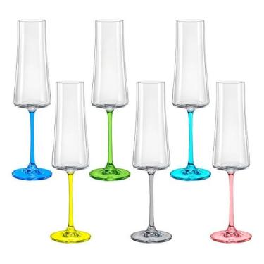 Imagem de Taça De Cristal Bohemia Para Champanhe 210 Ml Colorida Xtra 6 Peças - 