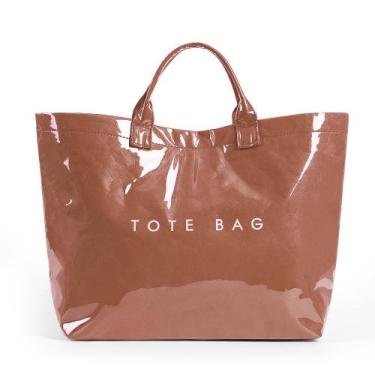 Imagem de Sacola de PVC luxuosa com estampa de letras femininas com alça superio