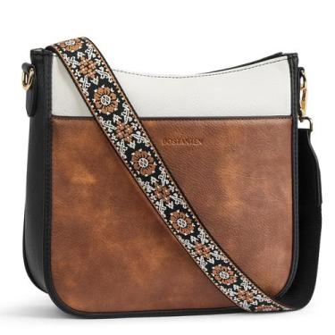 Imagem de Bolsa tiracolo BOSTANTEN Trendy Vegan Leather Hobo Brown White