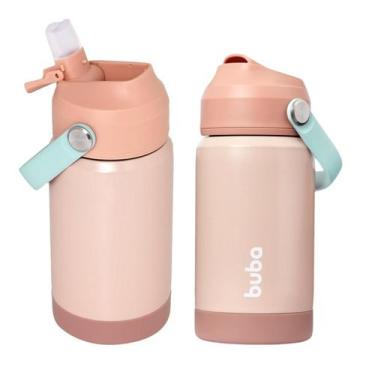 Imagem de Garrafinha Térmica Infantil Escolar Kids Parede Dupla Inox Canudo 360m