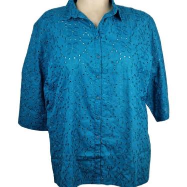 Imagem de Camisa Camisete Feminina Laise 100% Algodão Com Manga 3/4 Azul Plus Size Doce Brisa