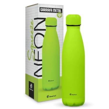 Imagem de Garrafa Termica Metal Neo 500ml Emborrachado Verde Neon - Brasfoot