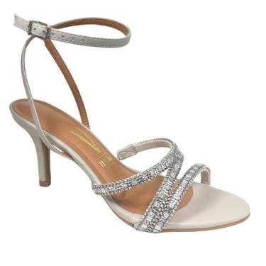 Imagem de Sandália Vizzano Feminina Brilho Festa Salto Alto 6524.103, Cinza, 36