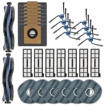 Imagem de (Pacote com 30) Peças de reposição X10 Pro Omni compatíveis com aspirador robótico Eufy X10 Pro Omni, 2 escovas de rolo, 8 escovas laterais, 7 sacos de poeira, 7 filtros HEPA, 6 almofadas de esfregão