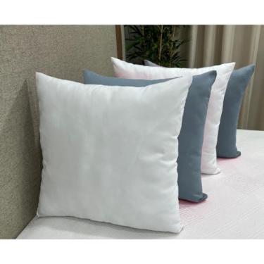 Imagem de Kit com 4 Capas de Almofada Decorativas Micro Percal 400 fios Sala Sofá Coloridas (Branca/Cinza)