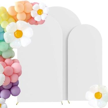 Imagem de HAINARverS Conjunto De 3 Capas Para Arco Casamento 6 Pés, 6,6 Pés E 7,2 Elásticas Suporte Com Elastano, Fundo Redondo 2 Lados Em Chiara Festa Aniversário, Banquete, Decoração Chá Bebê (Branco)