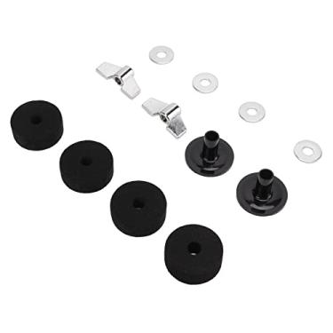 Imagem de Kit de 12 peças de feltros e mangas de prato - acessórios de copo de embreagem de chapéu alto de 4 cm - Peças de bateria preta (preto)