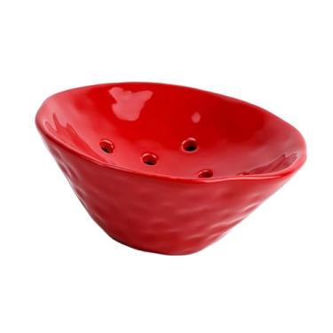 Imagem de FLCPJGV Suporte floral, vaso de sapo, ornamento, decoração para casa, vaso de flores versátil, moderno, tigela, arranjo de flores para sala de chá, sala de, Vermelho