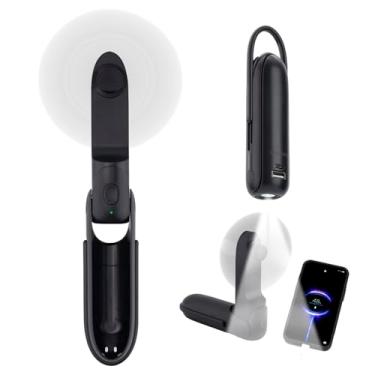 Imagem de Digibond Mini Ventilador Portátil Com Bateria Recarregável De 3000 Mah, 6 Em 1, Formato Bala, Portátil, Pessoal, 3 Velocidades, Carregador Portátil/Lanterna (Preto)