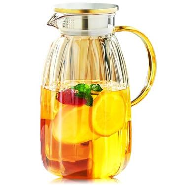 Imagem de DOPUDO Jarra De Vidro 68 Oz Com Tampa E Bico, Água, 2000 Ml Para Água Quente/Fria, Chá Gelado Grande, Café, Suco, Bebida Caseira