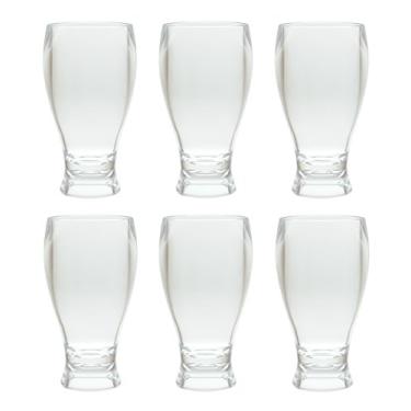 Imagem de QGoods Qg 14 Onças De Acrílico Transparente, Copo Cerveja Trigo Estilo Parede Grossa Com Base Redonda, Conjunto 6