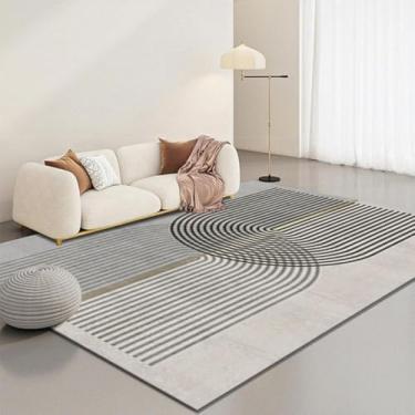 Imagem de Sala de estar, sofá de flanela leve e luxuoso, mesa de centro, cabeceira, tapete listrado japonês antiderrapante, decoração para casa (80 x 200 cm (2,6 x 6,6 pés/FLR 4))