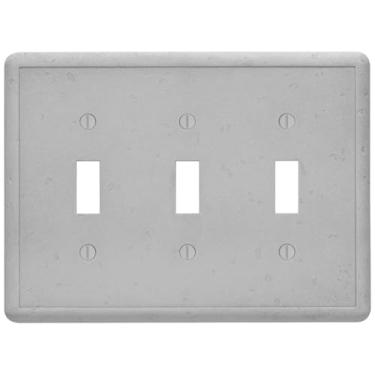Imagem de Questech Capa para interruptor de luz, placa de parede tripla para tomadas elétricas, placas de interruptor triplo de 3 gangs, capa de receptáculo de tamanho padrão, textura decorativa, cinza