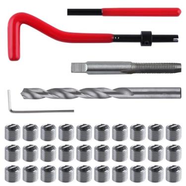 Imagem de LEONTOOL Kit de reparo de rosca helicoil M8x1,25 de 30 peças, kit de reparo de helicóptero métrico com brocas HSS, inserções de rosca, ferramentas de instalação de ruptura, kit de ferramentas de