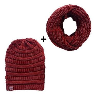 Imagem de Conjunto Touca Caída Gorro Beanie Masculino E Feminino Com Cachecol Go