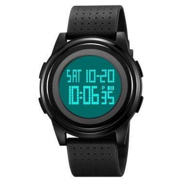 Imagem de Relógios esportivos para homens e mulheres Relógios com cronômetro Relógios digitais masculinos legais (black white)