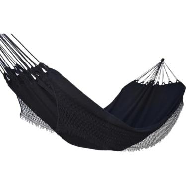 Imagem de Rede De Descanso Algodão Dormir Balanço Casal Jeans Reforçada Grande 3.4m x 1.5m Até 150Kg - Ideal Para Camping, Hotel, Praia, Acampamento, Jardim, Varando, Sítio, Chárcara, Apartamento, Viagem