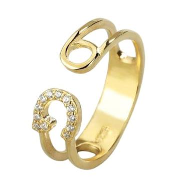 Imagem de OIDIMS Anel de eternidade aberto de alfinete de segurança simples para mulheres e homens anéis de empilhamento com clipe de papel ajustável, zircônia cúbica, aliança de compromisso, declaração de