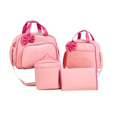 Imagem de Kit Bolsa Saída Maternidade com Mochila para Bebê - Rosa – Menina, Grande Capacidade, Impermeável e Multifuncional