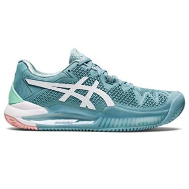 Imagem de ASICS Tênis feminino Gel-Resolution 8 Clay Tênis, 39, azul fumê azul/branco