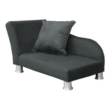 Imagem de Divã Cama Pet de Luxo para Cães E Gatos em Suede Cinza Grafite