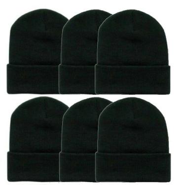 Imagem de Kit C/6 Touca Gorro Tamine D-12 Duplo Preto Unissex Liso, Preto