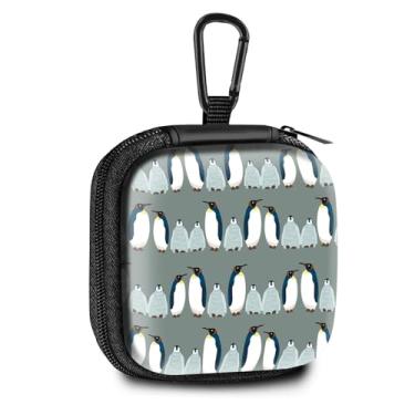 Imagem de Bolsa quadrada de armazenamento de moedas com cabo de dados à prova de choque e material de EVA à prova de quedas, compatível com AirPods (pinguins)