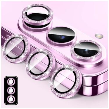 Imagem de LucBuy Protetor de lente de câmera Bling para Samsung Galaxy Z Fold 4, adesivos de filme de cobertura de câmera de vidro temperado, protetor de tela de anel de metal individual de alinhamento