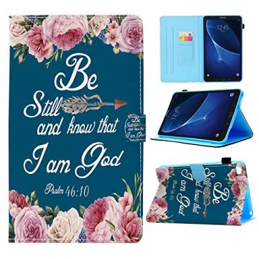 Imagem de Capa para Galaxy Tab A 8.0 2019, versículo bíblico Salmo 46: Carteira de flor rosa PU Couro PU Suporte Folio Slim Smart com capa de hibernar/despertar automática para Samsung Tab A Tablet 2019 Tablet SM-T290/T295