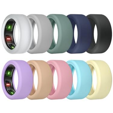 Imagem de sylacor Capa de anel para Oura Ring Gen 4/Gen 3, capa protetora de anel de silicone elástico antiarranhões para homens mulheres malhando academia (10 cores-5, M (11/12/13/14/15))