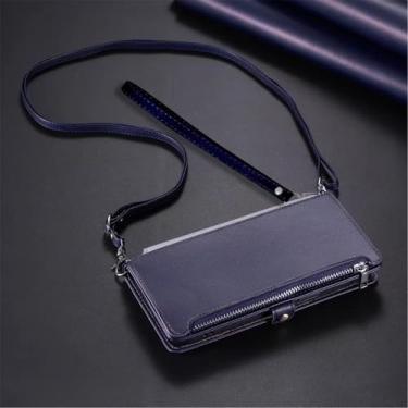 Imagem de Capa tipo carteira com zíper transversal para Samsung Galaxy S25 Ultra S23 S24 S21 S20 Fe S22 Plus A36 A16 A55 A35 A25 A15 5g A05s A06 4g (para Galaxy A23 4G/Azul)