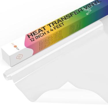 Imagem de HTVRONT Rolo de vinil de transferência de calor - 30,5 cm x 4FT Vinil HTV branco para camisetas, ferro em vinil branco para todas as máquinas de corte - Fácil de cortar e remover ervas daninhas para