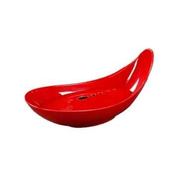 Imagem de Bandeja de gelo seco simples e delicada de cor sólida para restaurante Hot Pot – 33 cm [vermelho]