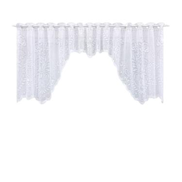Imagem de Cortina Bando Renda Cascata Cozinha Floral 2,95x1,00 Variada