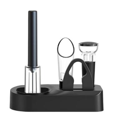 Imagem de Kit Acessórios para Vinho com Abridor Aerador, Tampa a Vácuo, Cortador de Lacre e Suporte