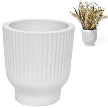 Imagem de Vaso Decorativo Garrafa Invertida Listras 9,5cm Cimento Artesanal (Branco)