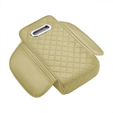 Imagem de Mqetly Almofada Genérica para Apoio de Braço de Carro, Almofada para Console Central, Caixa de Lenços, Almofada de Couro PU à Prova D'água para Apoio de, Bege, Tamanho real