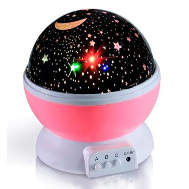 Imagem de Luminária Abajur Projetor de Galáxias Estrelas Universo no Teto 360° - Ideal para Decoração e Festas (Rosa)