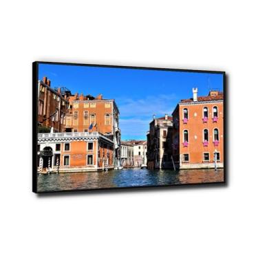 Imagem de Pintura panorâmica em tela Veneza, Itália, impressão natural em tela emoldurada paisagem da cidade arte de parede para decoração de casa imagem 30x45 cm moldura preta